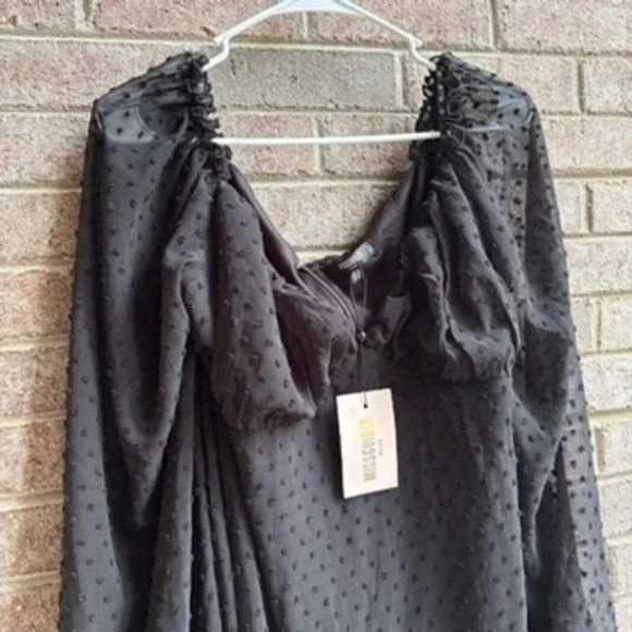 Missguided Plus Black Long Sleeve Swiss Dot Dress – US 20 – NWT - Picture 4 of 16